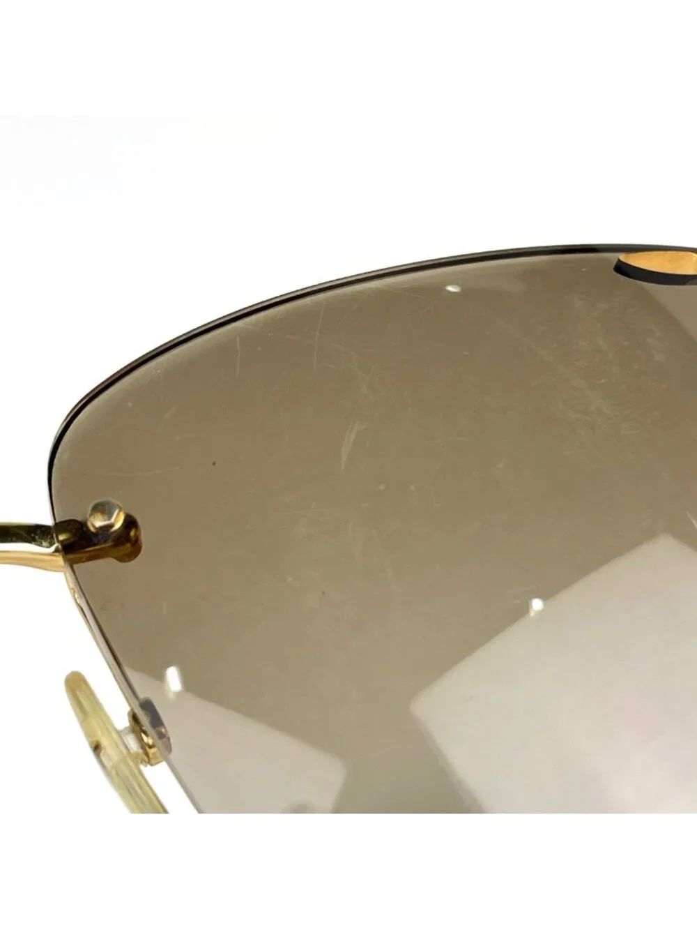 Louis Vuitton Sunglasses Rimless Metal Acetate Gold Brown Eyewear